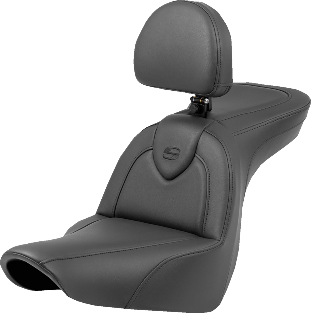 SADDLEMEN Roadsofa™ Seat - with Backrest - Black/Black Stitching - FXLR/FLSB '18-'23 818-29-187BR