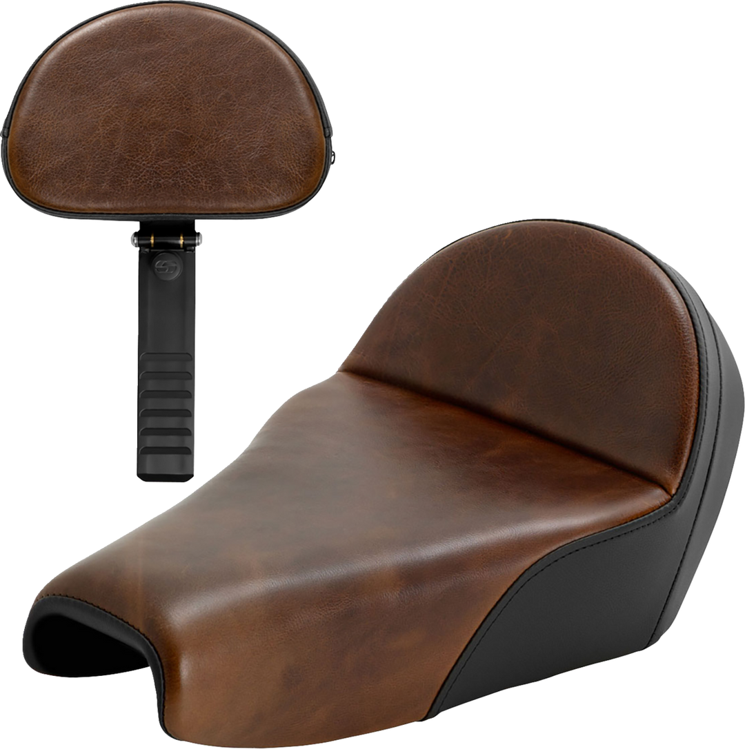 SADDLEMEN Lariat Solo Seat - Distressed Leather - 3.3 Gal Tank - XL '04-'22 807-11B-0041