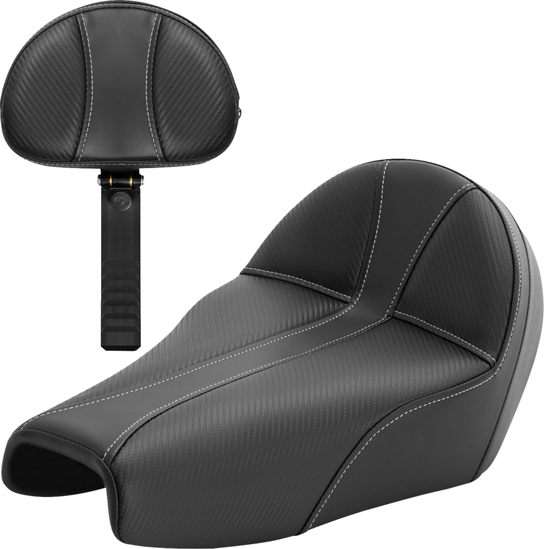 SADDLEMEN Dominator Seat - Black w/ Silver Stitching - XL '04-'22 807-11B-0042