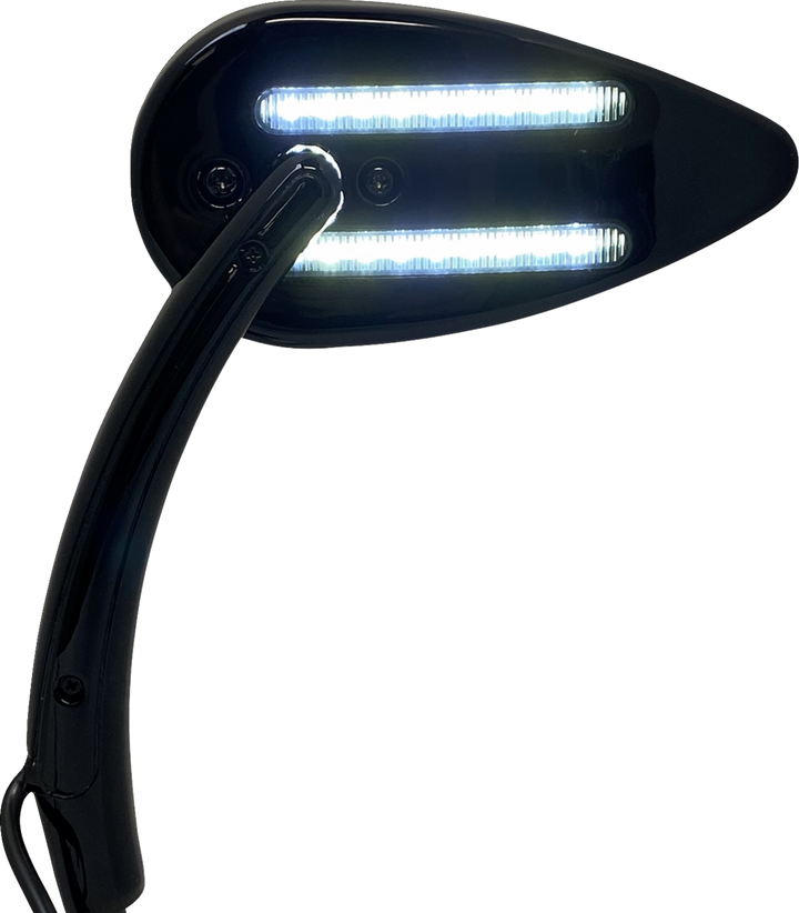 CUSTOM DYNAMICS Mirrors - Side View - with LED Turn Signal - Black - Pair CD-MIR-PLUG-B