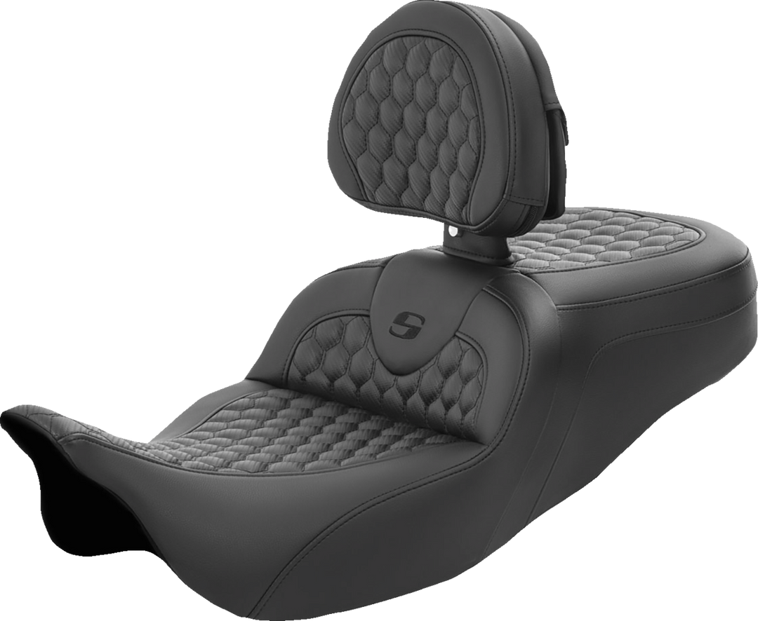 SADDLEMEN RoadSofa Seat - Honeycomb - with Backrest - FL '08-'23 - 808-07B-189BR