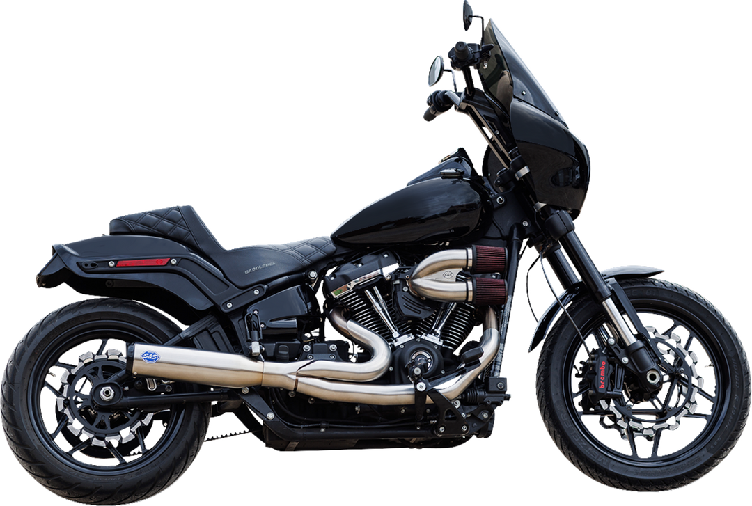 S&S CYCLE 2-into-1 Qualifier Exhaust System - 50-State - Silver - Softail 550-1103