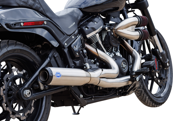 S&S CYCLE 2-into-1 Qualifier Exhaust System - 50-State - Silver - Softail 550-1103