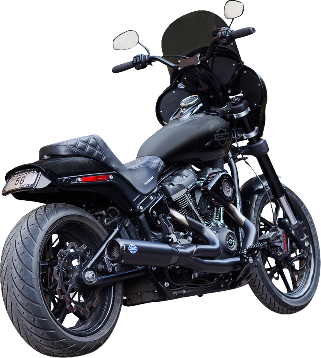 S&S CYCLE 2-into-1 Qualifier Exhaust System - Race Only - Guardian Black 550-1106
