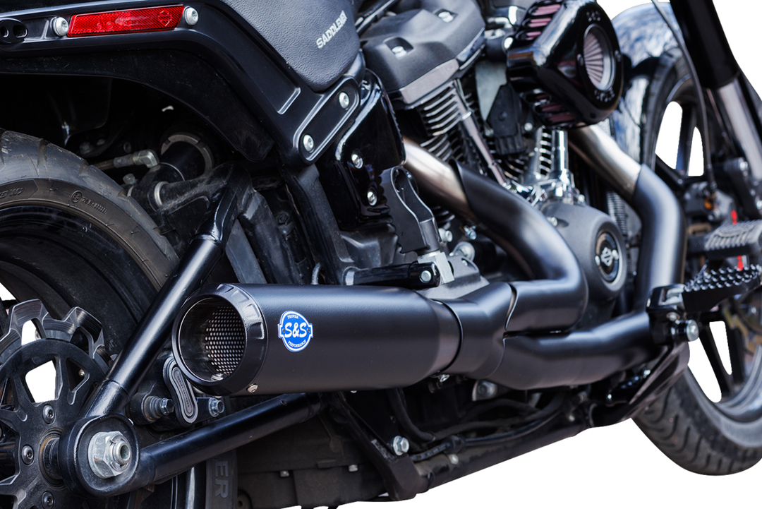 S&S CYCLE 2-into-1 Qualifier Exhaust System - Race Only - Guardian Black 550-1106