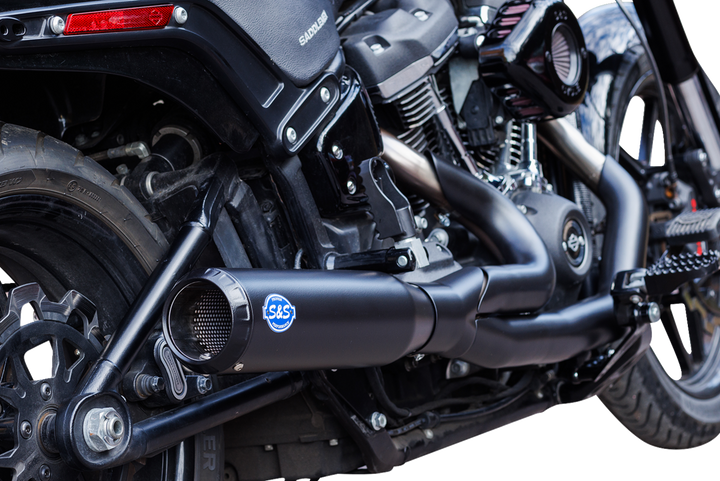 S&S CYCLE 2-into-1 Qualifier Exhaust System - Race Only - Guardian Black 550-1106