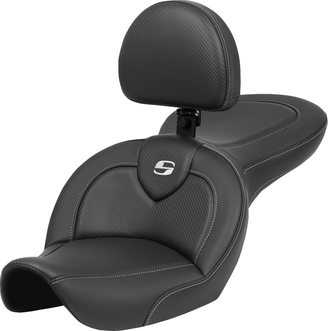 SADDLEMEN Roadsofa™ Seat - with Backrest - Carbon Fiber - FXDWG '96-'03 896-05-185BR