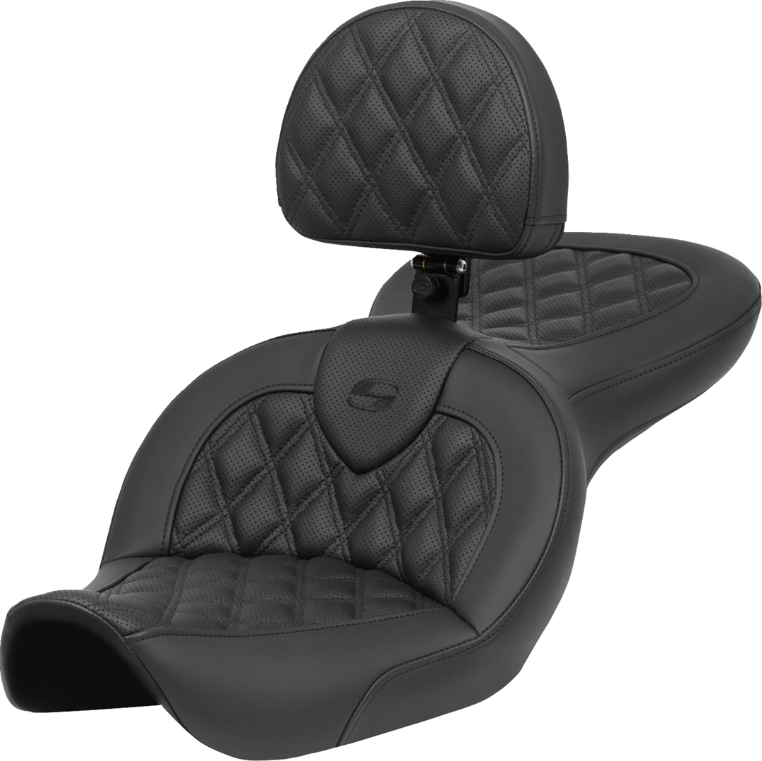 SADDLEMEN Roadsofa™ Seat - with Backrest - Lattice Stitch - FXDWG '96-'23 896-05-182BR