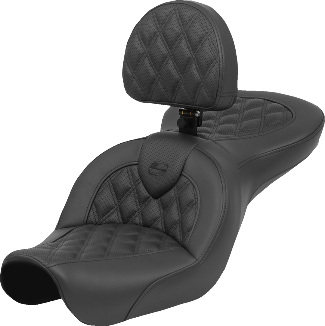 SADDLEMEN Roadsofa™ Seat - Lattice Stitch - with Backrest - FXD '04-'05 804-04-182BR