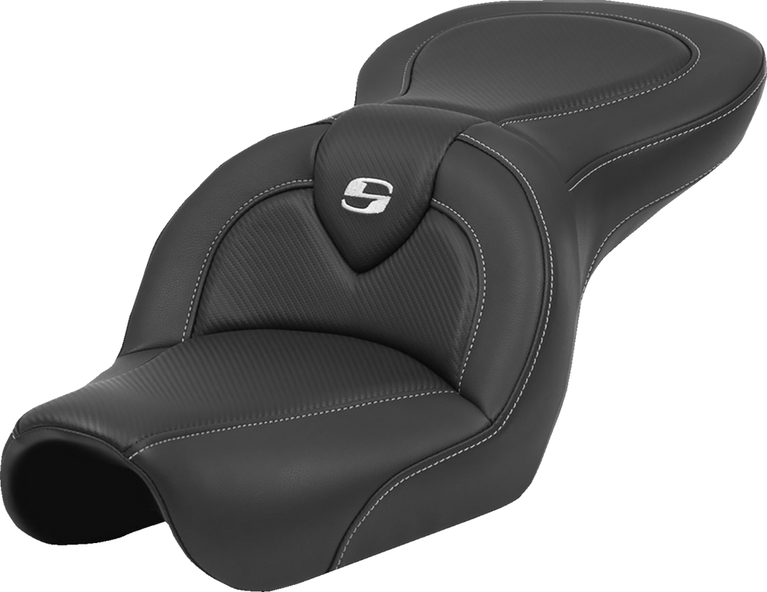SADDLEMEN Roadsofa™ Seat - Carbon Fiber - Black Stitch - without Backrest - FL '04-'05 804-04-185