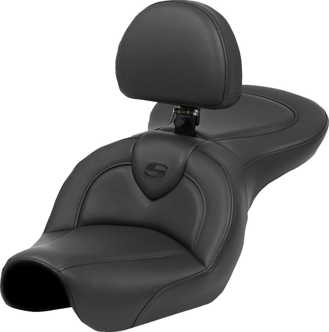 SADDLEMEN Roadsofa™ Seat - Black Stitch - with Backrest - FXD '04-'05 804-04-187BR