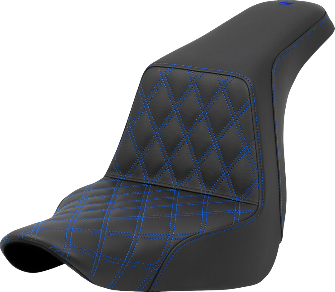 SADDLEMEN Step-Up Seat - Front Lattice Stitch - Blue Stitch - FXLR/FLSB '18-'24 818-29-17201