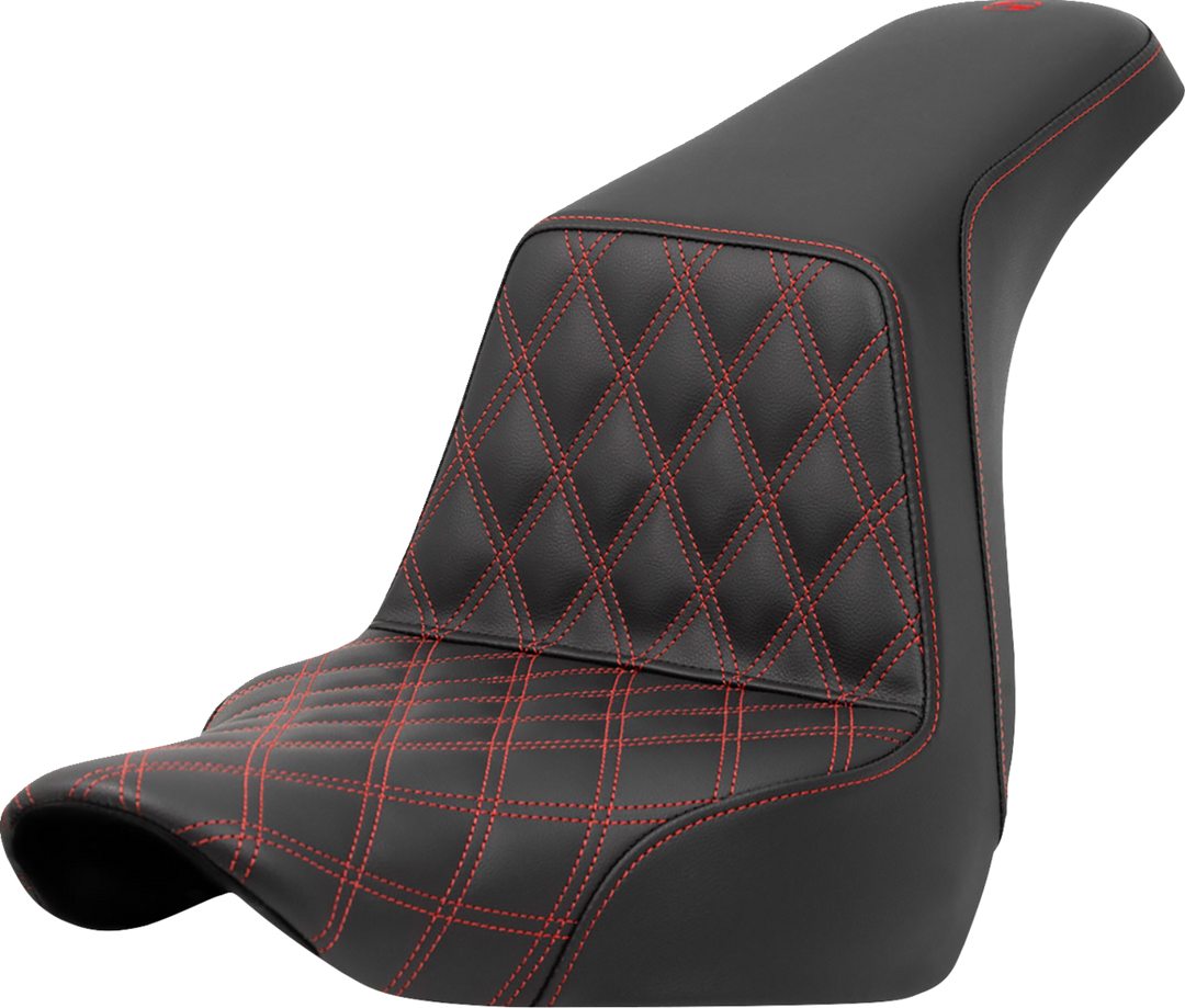 SADDLEMEN Step-Up Seat - Front Lattice Stitch - Red Stitch - FXLR/FLSB '18-'24 818-29-17204