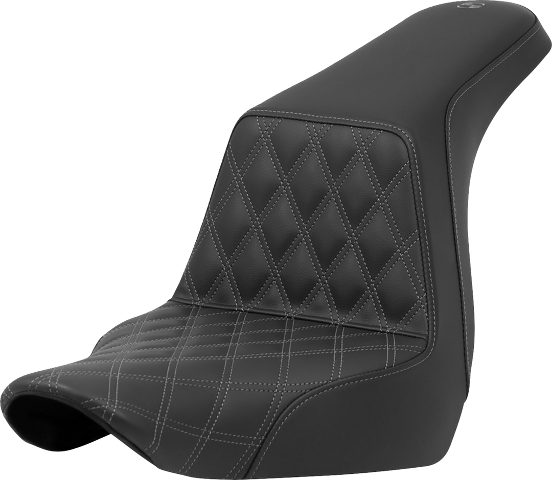 SADDLEMEN Step-Up Seat - Front Lattice Stitch - Gray Stitch - FXLR/FLSB '18-'24 818-29-17202