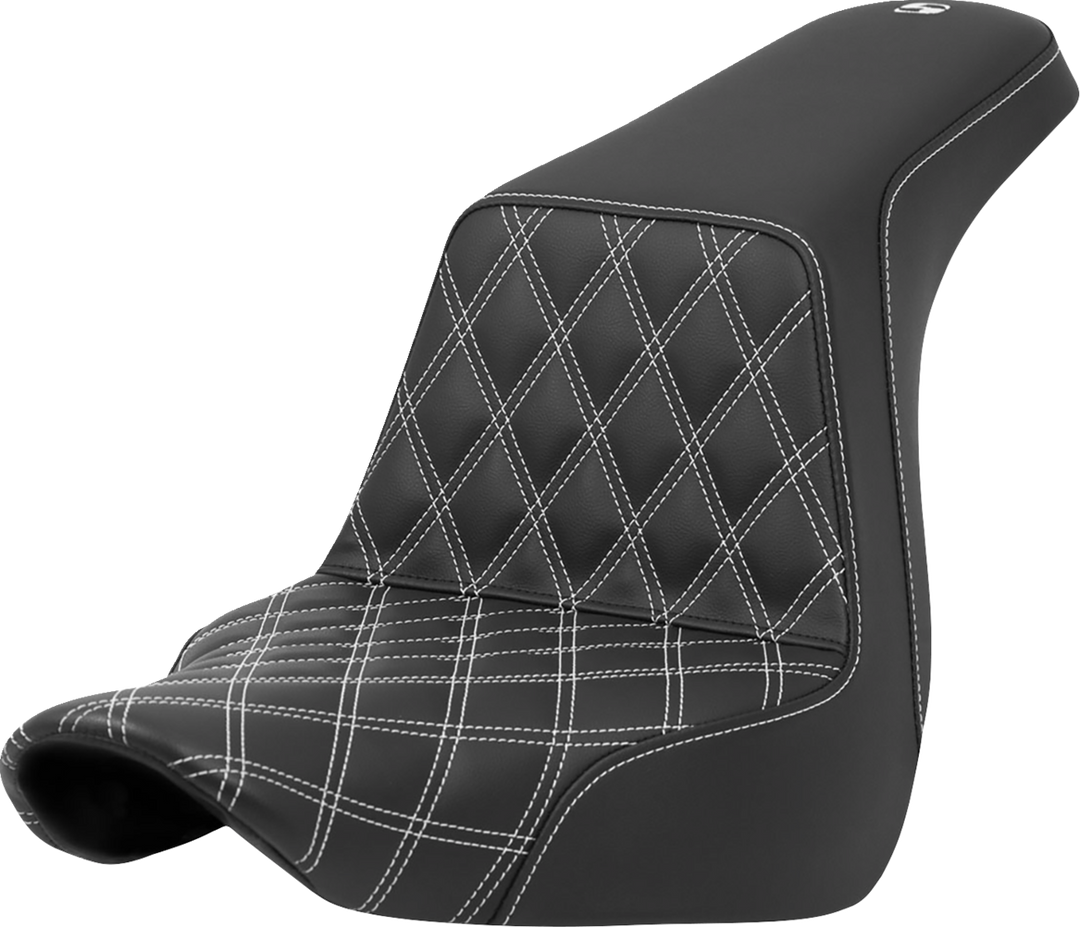 SADDLEMEN Step-Up Seat - Front Lattice Stitch - White Stitch - FXLR/FLSB '18-'24 818-29-17206