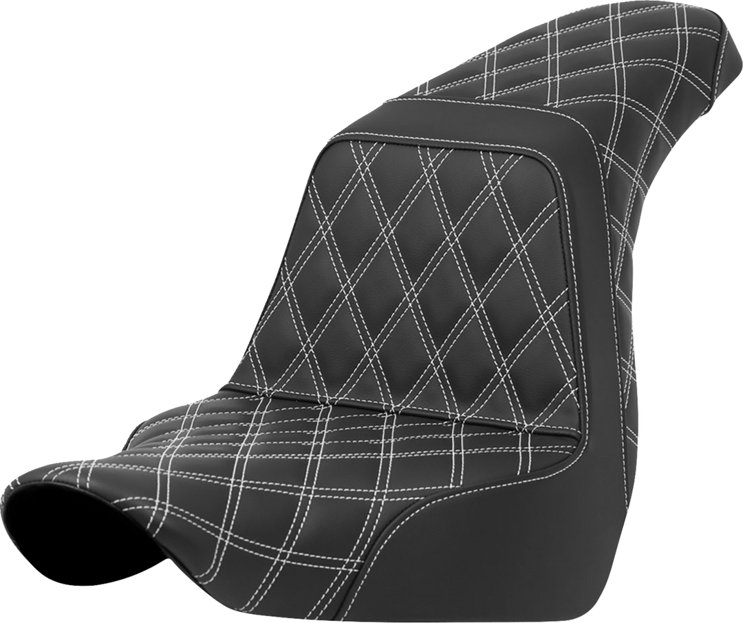 SADDLEMEN Step-Up Seat - Full Lattice Stitch - White Stitch - FXLR/FLSB '18-'21 818-29-17506