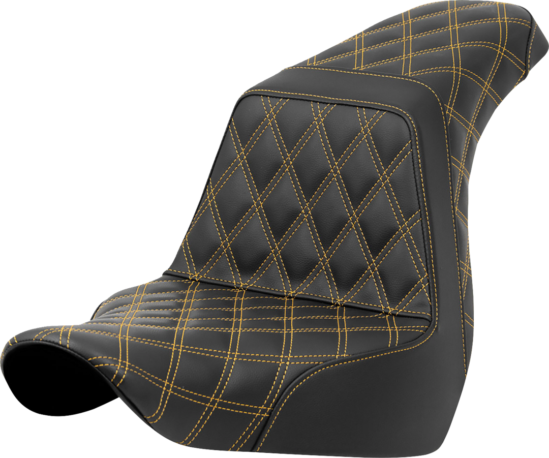 SADDLEMEN Step-Up Seat - Full Lattice Stitch - Gold Stitch - FXLR/FLSB '18-'21 818-29-17507