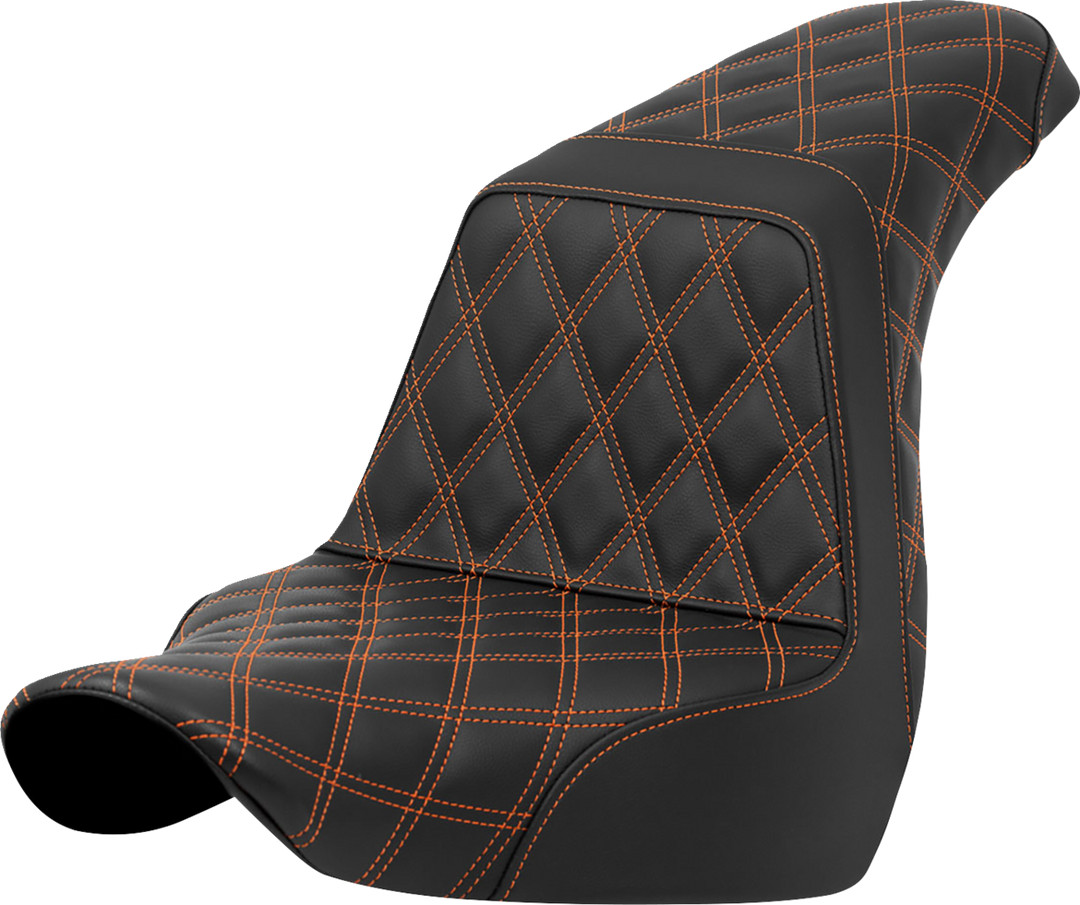 SADDLEMEN Step-Up Seat - Full Lattice Stitch - Orange Stitch - FXLR/FLSB '18-'21 818-29-17503
