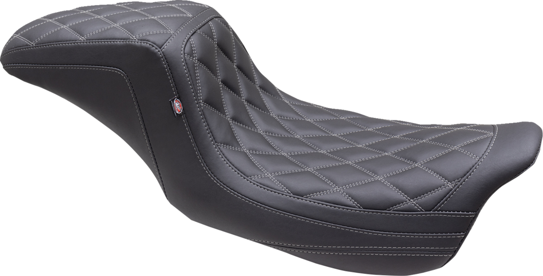 MUSTANG One Piece 2-Up Squareback Seat - Double Diamond - Gun Metal Stitch - FL '08-'25 75299GM