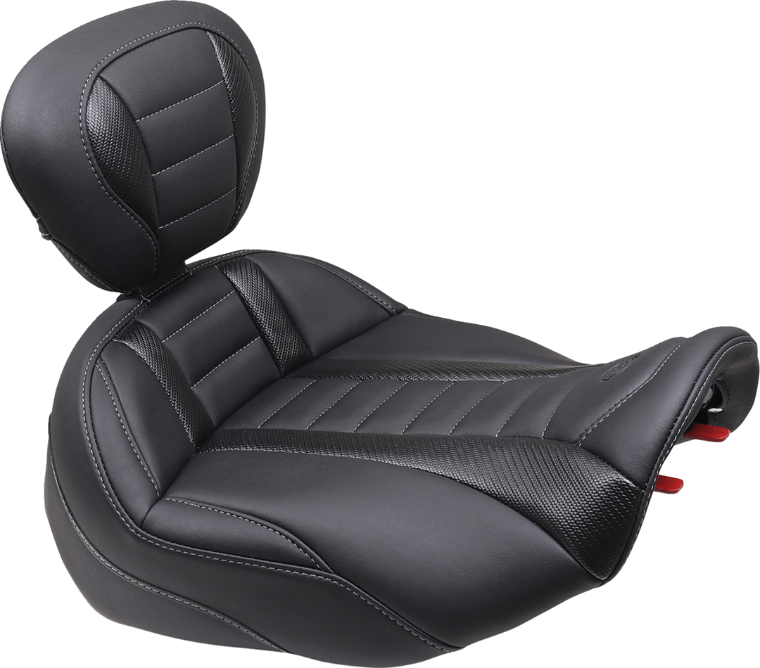 MUSTANG Deluxe Touring Solo Seat - w/ Backrest - Gunmetal Stitch - FLT/FLH '23-'25 89401GM