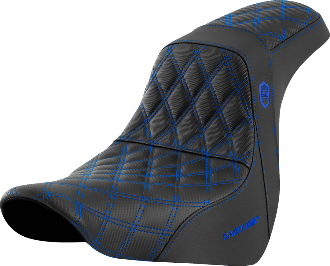 SADDLEMEN Pro Series SDC Performance Seat - w/o Backrest - Blue Stitch - FL/FX '18-'20 - SC81829BLU