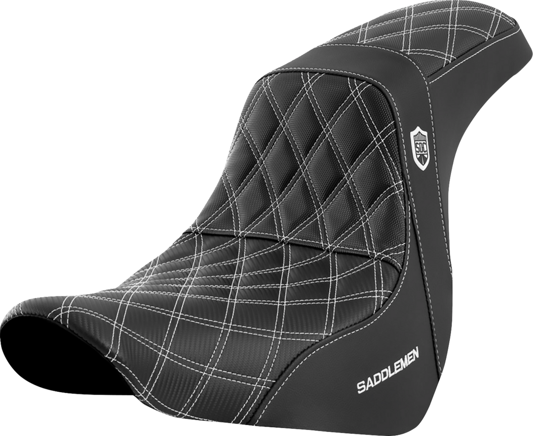SADDLEMEN Pro Series SDC Performance Seat - w/o Backrest - White Stitch - FL/FX '18-'20 - SC81829WHI