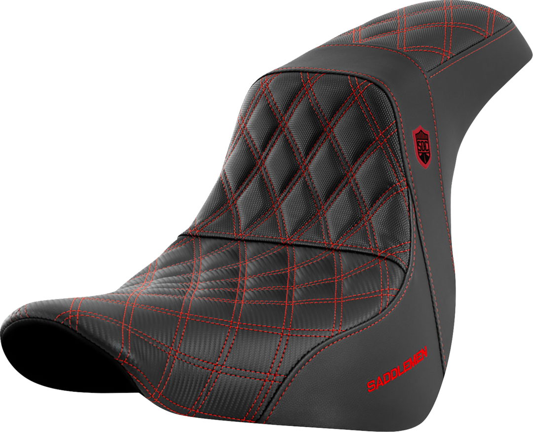 SADDLEMEN Pro Series SDC Performance Seat - w/o Backrest - Red Stitch - FL/FX '18-'20 - SC81829RED