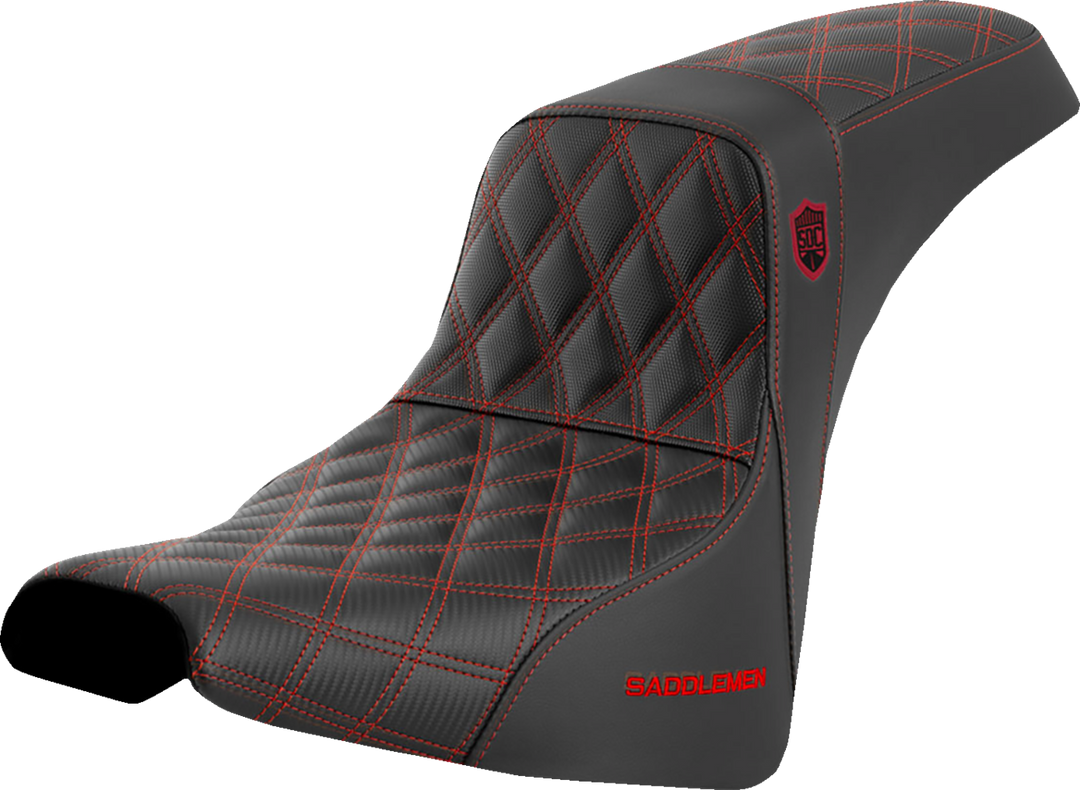 SADDLEMEN Pro Series SDC Performance Seat - w/o Backrest - Red Stitch - FXBB/FXST '18-'23 - SC81830RED