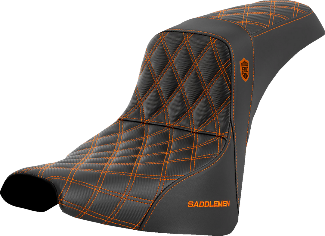 SADDLEMEN Pro Series SDC Performance Seat - w/o Backrest - Orange Stitch - FXBB/FXST '18-'23 - SC81830ORA