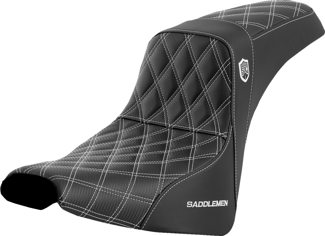 SADDLEMEN Pro Series SDC Performance Seat - w/o Backrest - White Stitch - FXBB/FXST '18-'23 - SC81830WHI