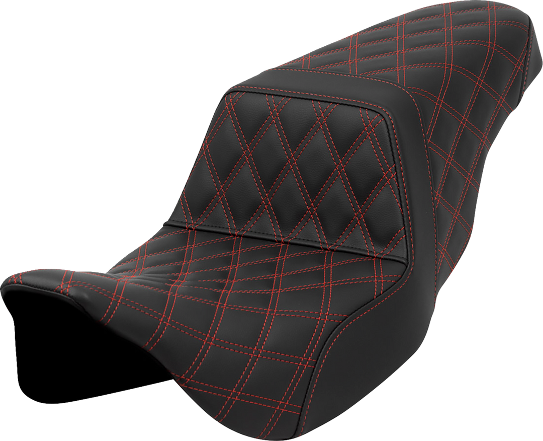 SADDLEMEN Step-Up Seat - Lattice Stitch - Red Stitch - FLH/FLT '08-'23 808-07B-17504