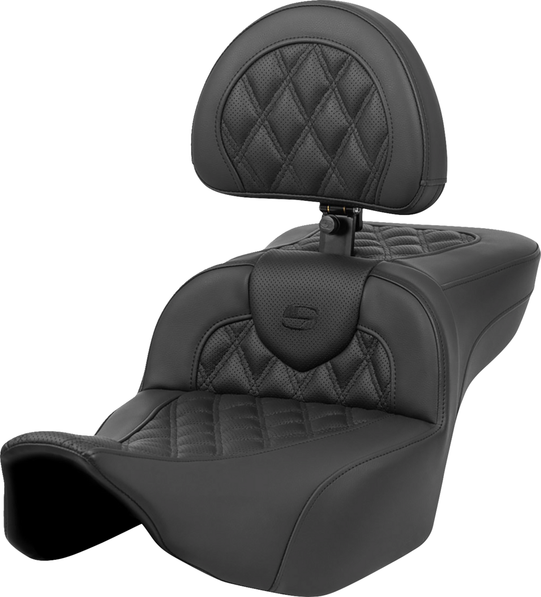 SADDLEMEN Roadsofa™ Extended Reach Seat - Lattice Stitch - with Backrest - FL '23-'24 823-07-184BR