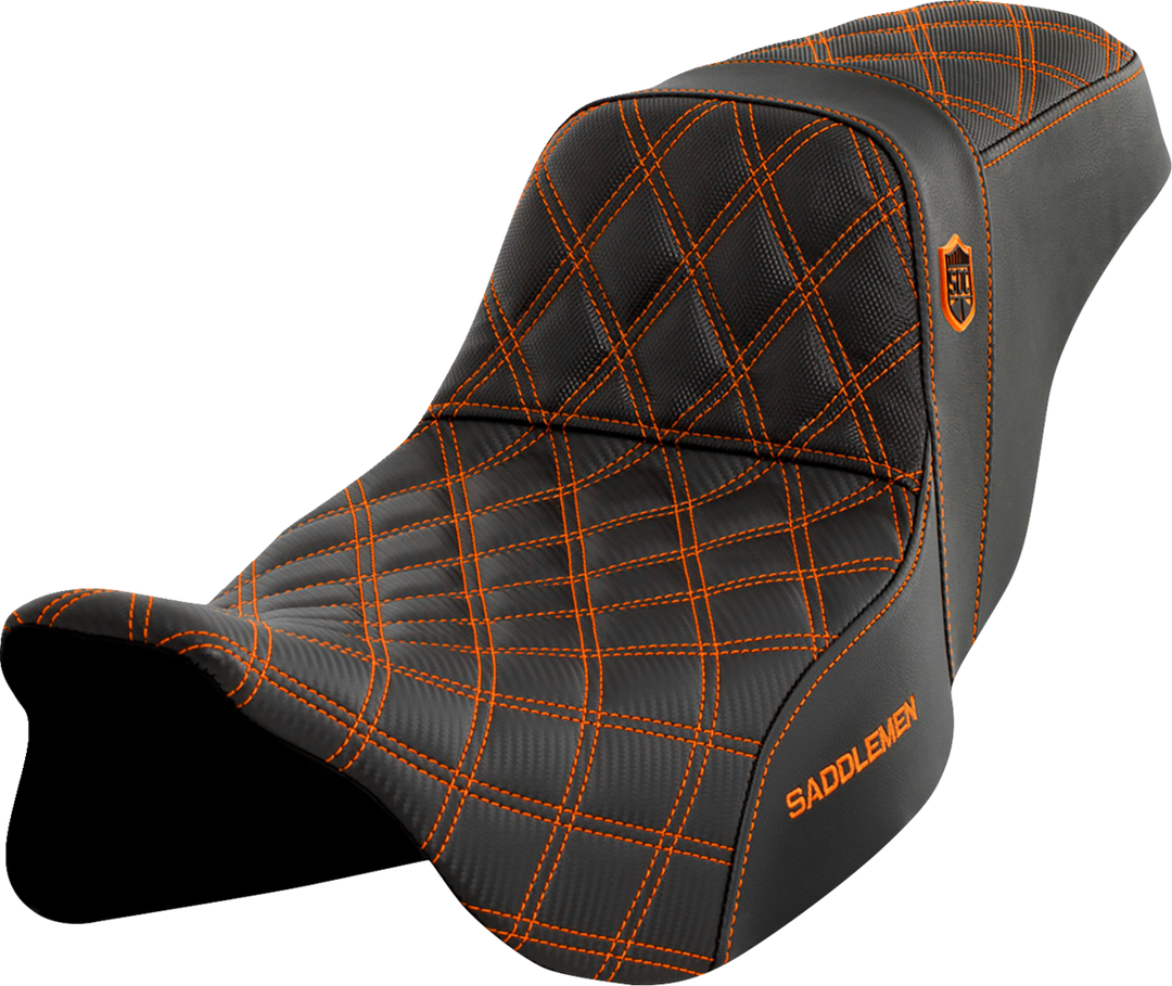 SADDLEMEN Pro Series SDC Performance Seat - w/o Backrest - Orange Stitch - FLH/FLT '08-'23 SC80807ORA
