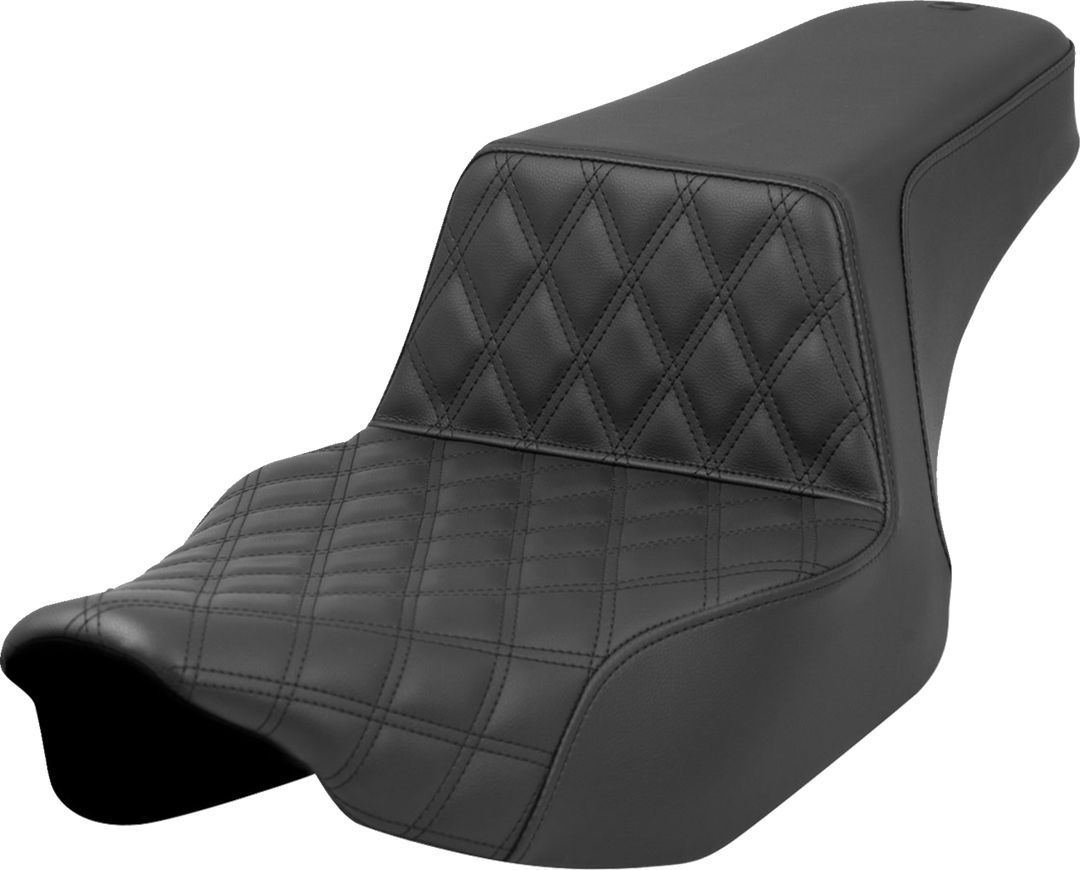 SADDLEMEN Step-Up Seat - Front Lattice Stitch - Black - Extended Reach - FL '23-'24 823-07E-172