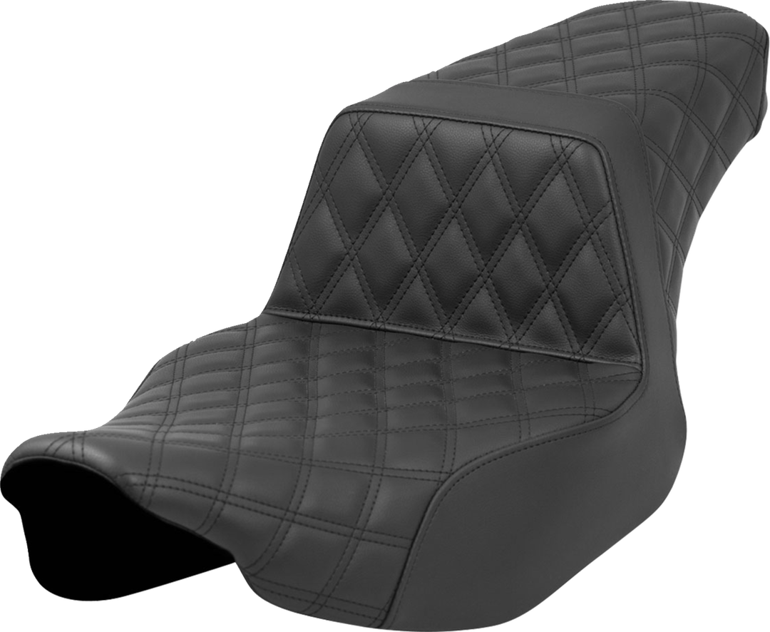 SADDLEMEN Step-Up Seat - Full Latice Stitch - Black - Extended Reach - FL '23-'24 823-07E-175