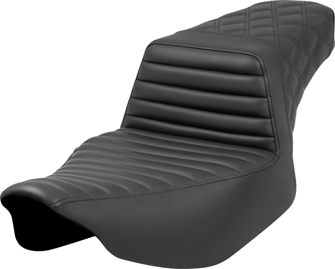 SADDLEMEN Step-Up Seat - Front Tuck-n-Roll/Rear Lattice - Black - Extended Reach - FL '23-'24 823-07E-176