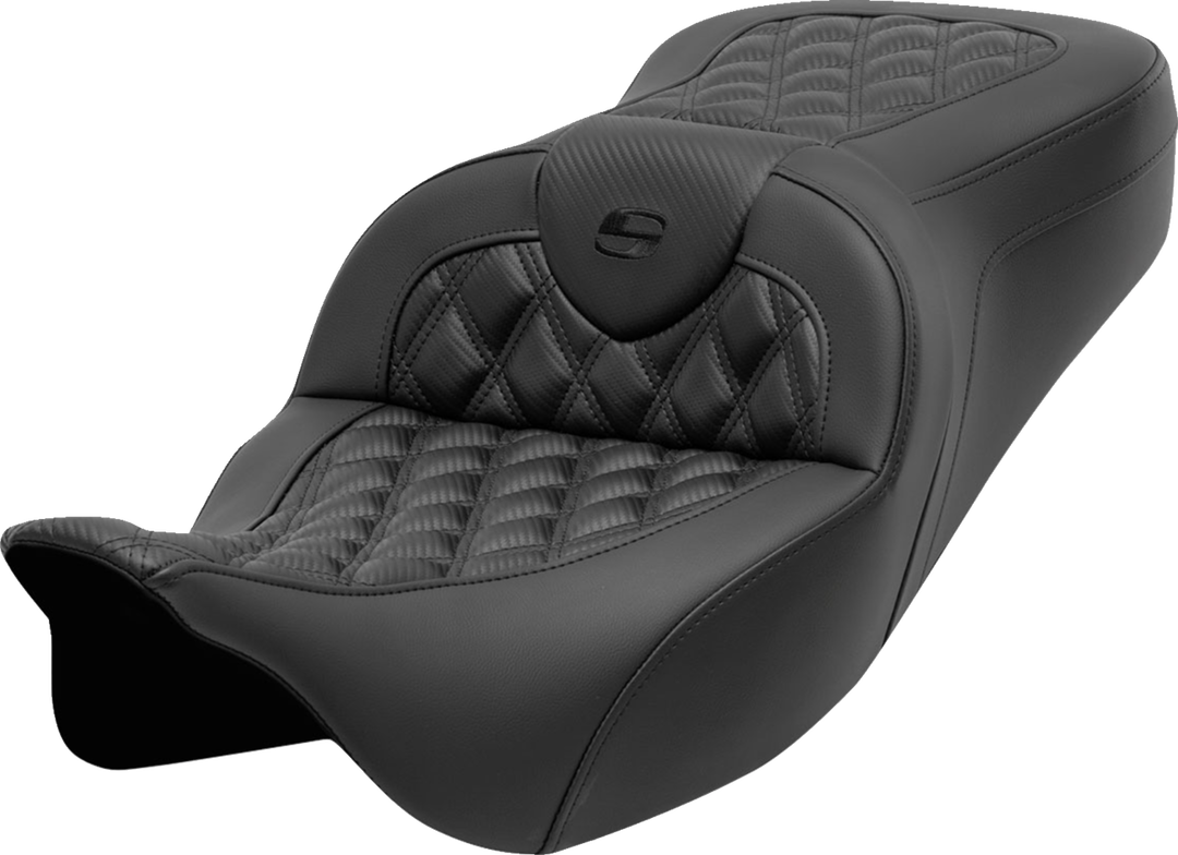 SADDLEMEN Roadsofa™ Seat - without Backrest - Lattice Stitch - Carbon Fiber - FL '08-'23 808-07B-20600