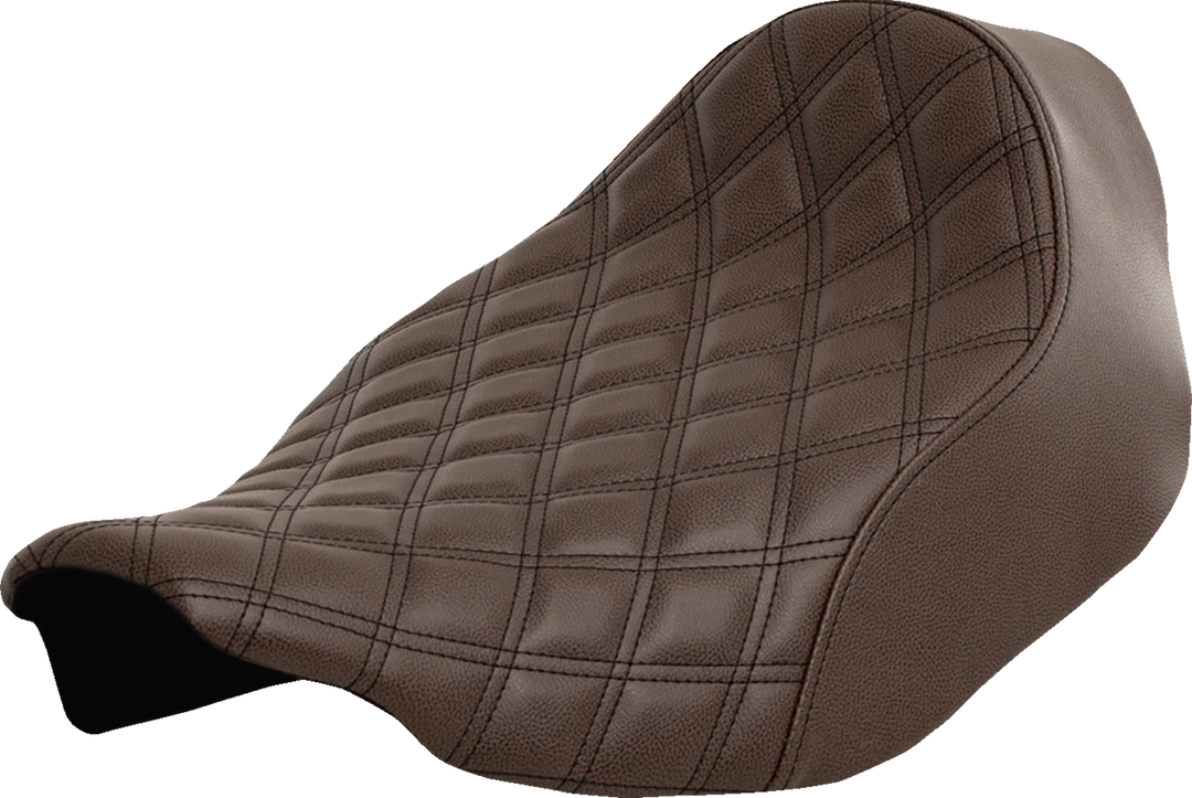 SADDLEMEN Renegade™ Solo Seat - Lattice Stitched - Brown - FLT/FLH '23-'24 823-07-002BLS