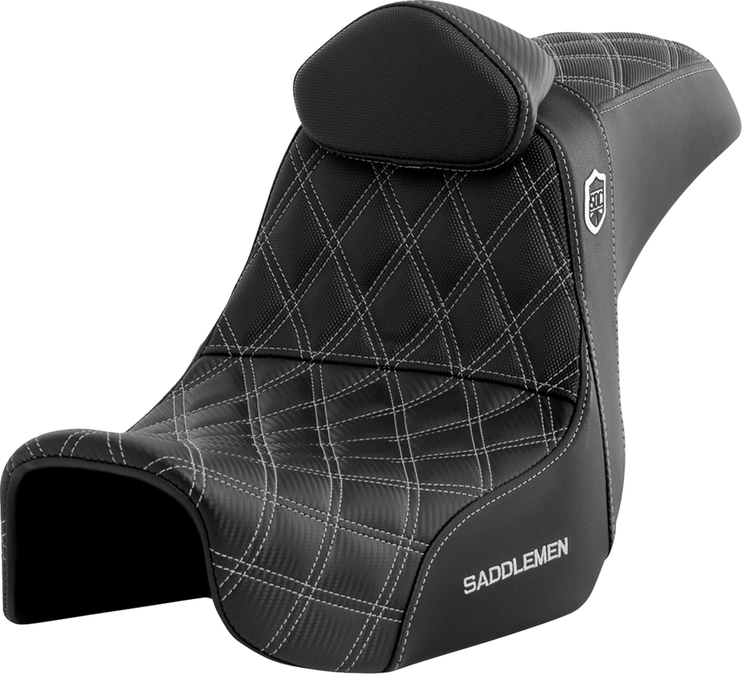 SADDLEMEN Pro Series SDC Performance Seat - w/ Backrest - Silver Stitch - Dyna '06-'17 - SC80604SILRT