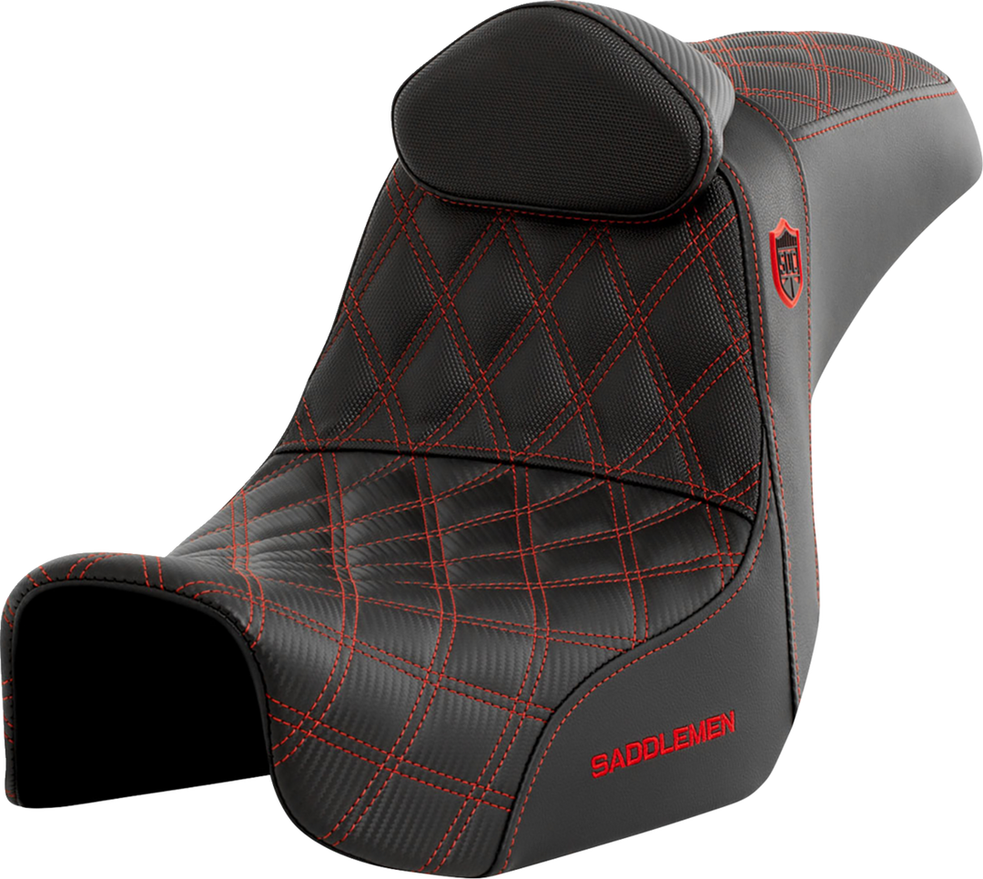 SADDLEMEN Pro Series SDC Performance Seat - w/ Backrest - Red Stitch - Dyna '06-'17 - SC80604REDRT