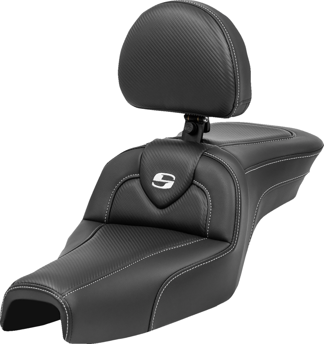 SADDLEMEN Roadsofa™ Seat - with Backrest - Carbon Fiber - XL '04-'22 807-03-185BR