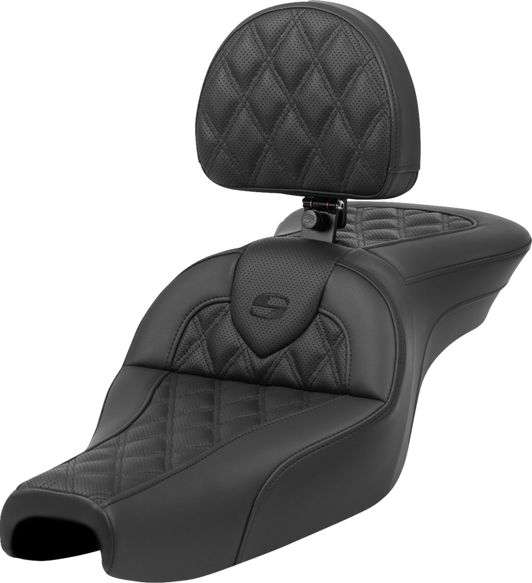 SADDLEMEN Roadsofa™ Seat - with Backrest - Lattice Stitch - XL '04-'22 807-11-182BR
