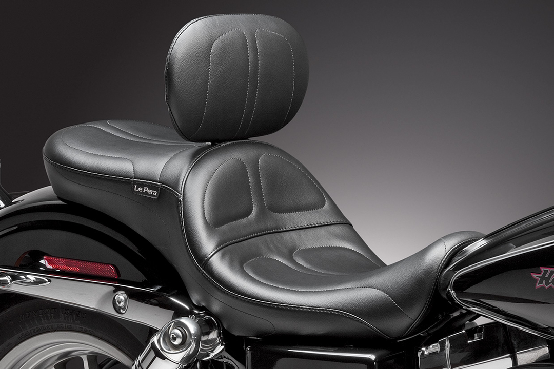 LE PERA Maverick Seat - with Backrest - Stitched - Black - FLD/FXD '06-'17 LK-970BR