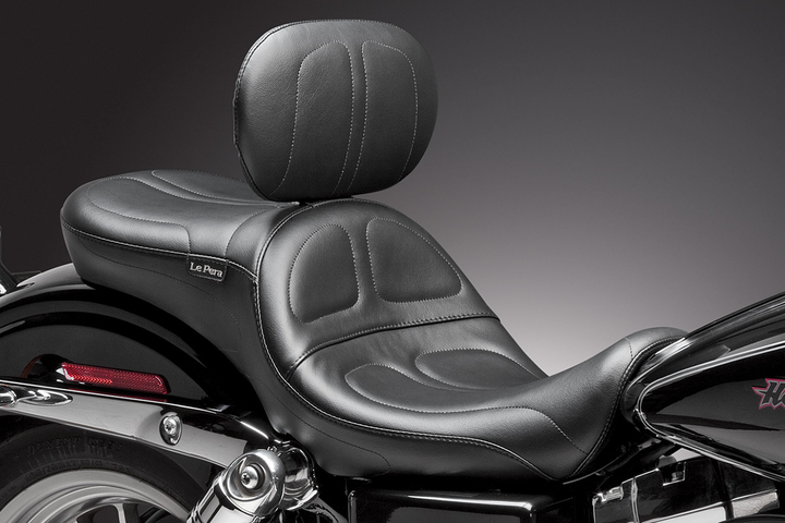 LE PERA Maverick Seat - with Backrest - Stitched - Black - FLD/FXD '06-'17 LK-970BR