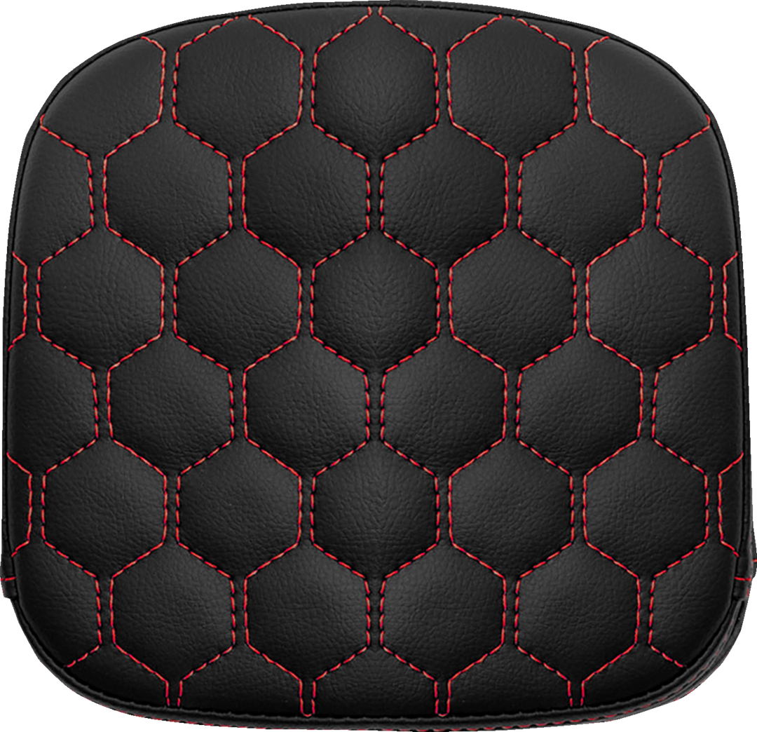 SADDLEMEN Sissy Bar Pad - Honeycomb - Red Stitching - 040749RED