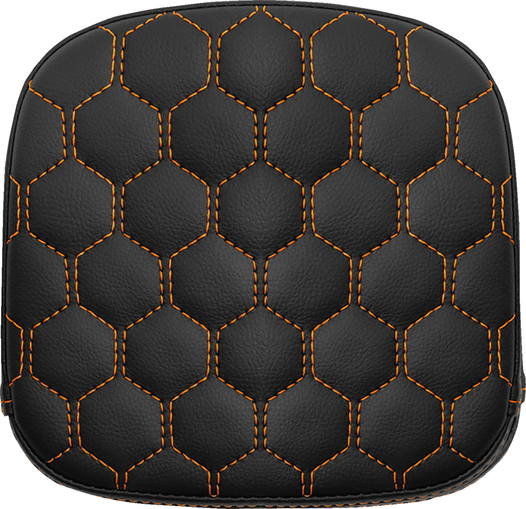 SADDLEMEN Sissy Bar Pad - Honeycomb - Orange Stitching - 040749ORA