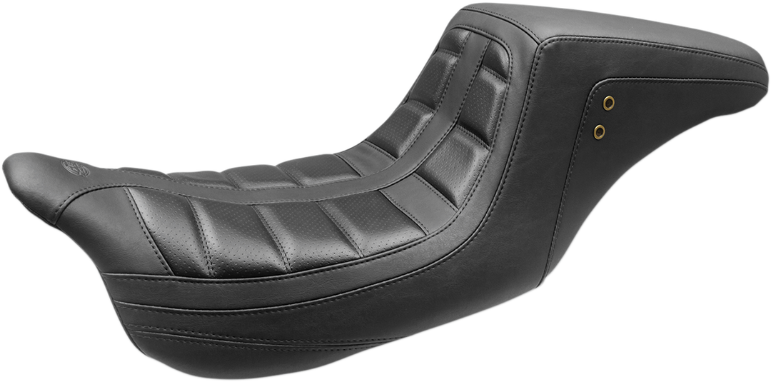 MUSTANG Squareback One-Piece Seat - Tuck and Roll - Black w/ Black Stitching - FL '08-'25 75239