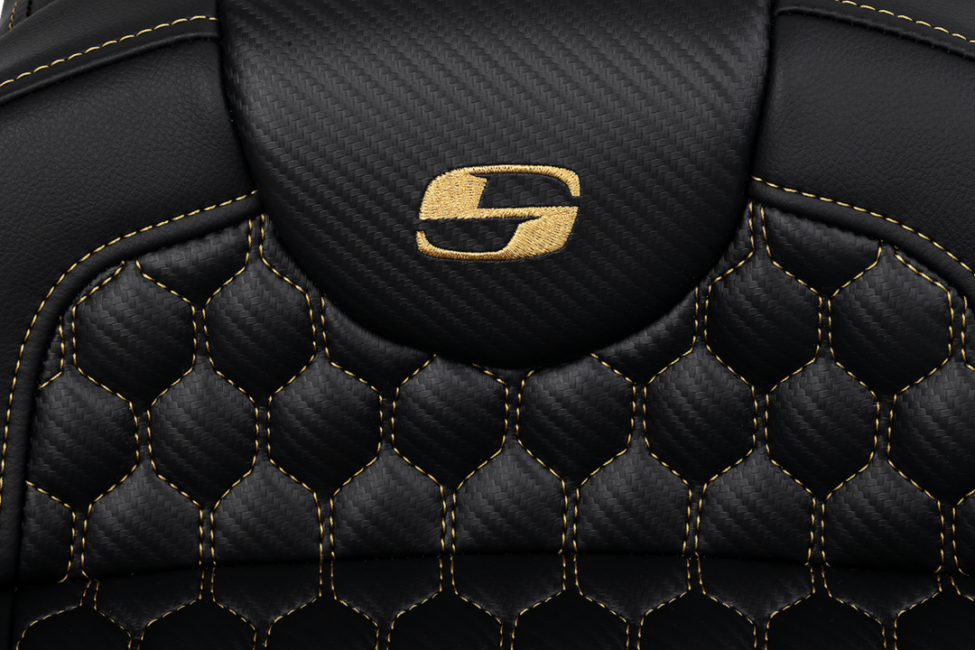 SADDLEMEN RoadSofa Seat - Honeycomb - Gold Stitch - Extended Reach - without Backrest - FLH/FLT '08-'23 - 808-07B-19007