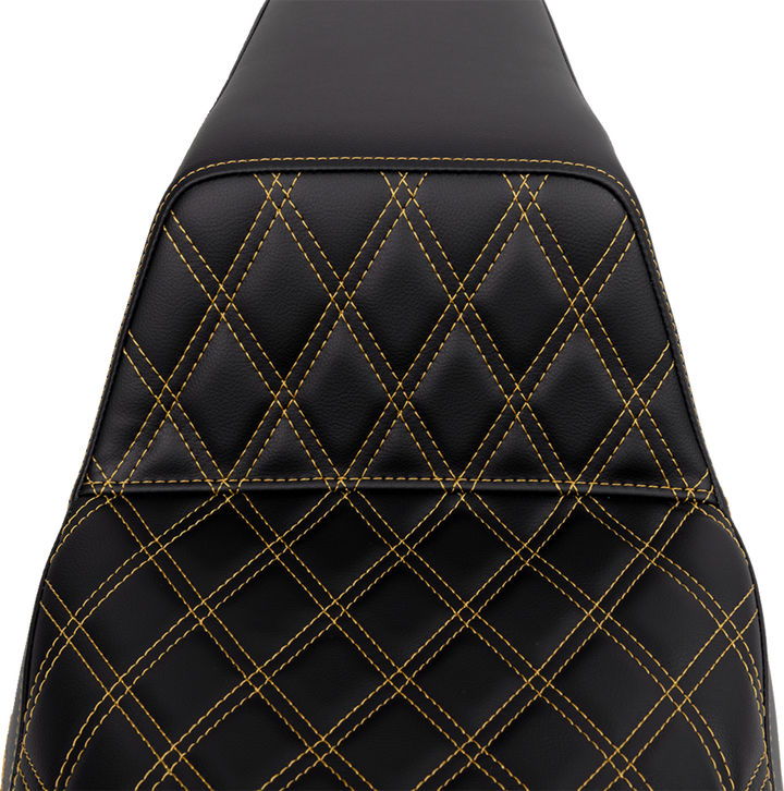 SADDLEMEN Step-Up Seat - Front Lattice Stitch - Gold Stitch - FLH/FLT '08-'23 808-07B-17207