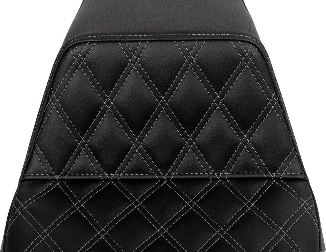 SADDLEMEN Step-Up Seat - Front Lattice Stitch - Dark Gray Stitch - FLH/FLT '08-'23 808-07B-17202